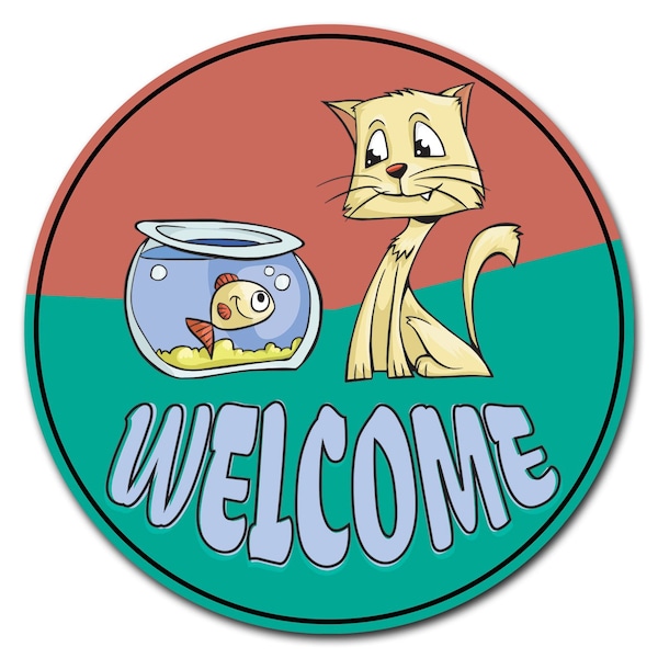 Signmission Welcome 2 Circle Corrugated Plastic Sign C-16-CIR-WS-Welcome cat - main